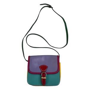 Vera Pelle Leather Crossbody Bag Saddle Bag Italian Leather Small Purse Travel